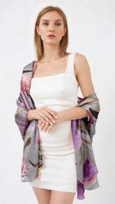 TROPICAL BLUSH HARMONY  SILK LONG LADIES SCARF